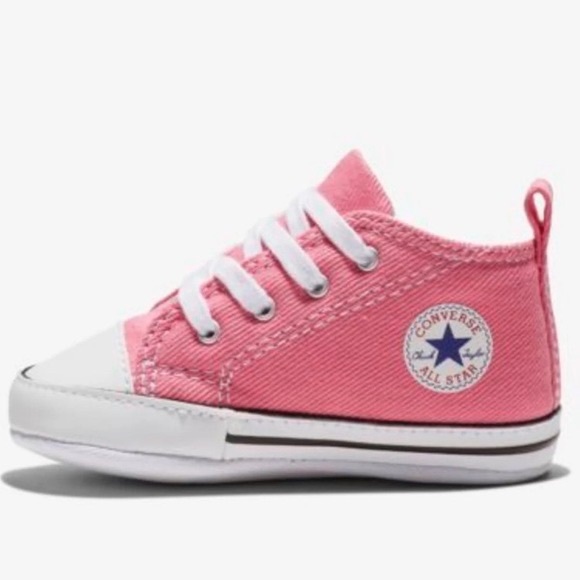 Gently used Converse Chuck Taylor First Star Easy Slip Hi Pink crib shoes - Picture 2 of 7